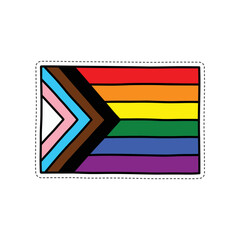progress pride flag doodle sticker icon, vector color line illustration