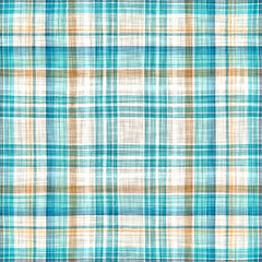Teal rustic coastal beach house check fabric tile. Seamless sailor flannel textile gingham repeat swatch.
