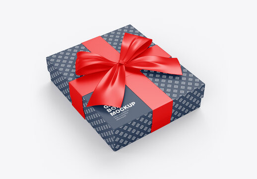 Flat Glossy Gift Box Mockup