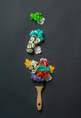 fresh new trendy design with painting brush and colorful flowers