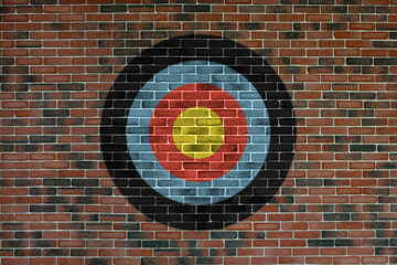 circle dart target painted on the wall, achievement concept