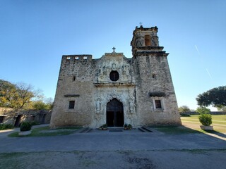 Fototapeta na wymiar San Antonio Missions National Historical Park Mission San JosÃ© y San Miguel de Aguayo Sky Plant Building Tree