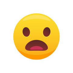 Surprised emoticon face 3D. Shocked emoticon with gasping face.  Isolated math illustration