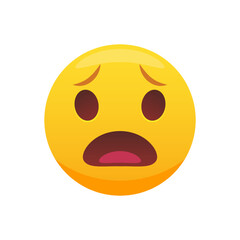 Surprised emoticon face 3D. Shocked emoticon with gasping face.  Isolated math illustration