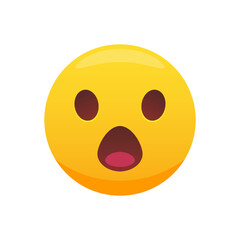 Surprised emoticon face 3D. Shocked emoticon with gasping face.  Isolated math illustration