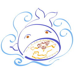 freeing the prophet Jonah from the belly of a big fish