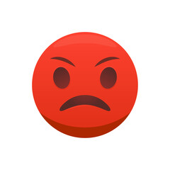 Angry emoji with red face, frowning mouth, Irritated emoji. Grumpy emoticon.