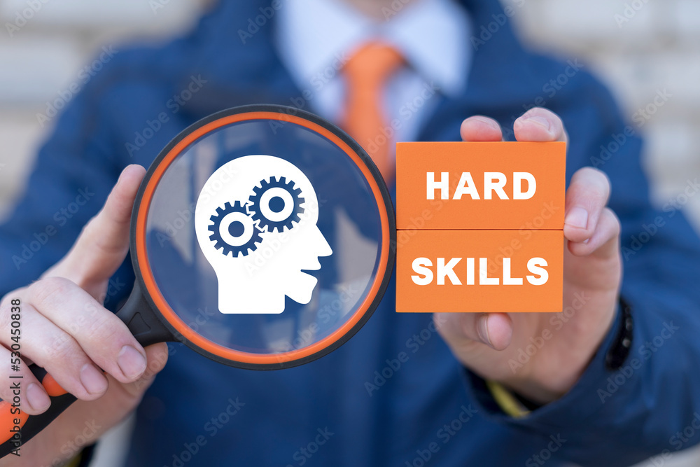 Poster concept of hard skills, upgrade always learning from experience and improving yourself, growth in ca