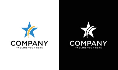 Luxury Gold Star logo designs template, Elegant Star logo designs on a black and white background.