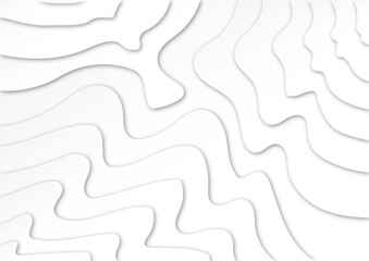 white gray wavy background, 3d simple waves with shadows of curling paper cut illustration