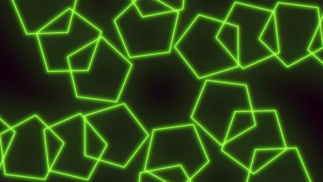 Abstract neon and laser green hexagons pattern, motion corporate, music and club style background