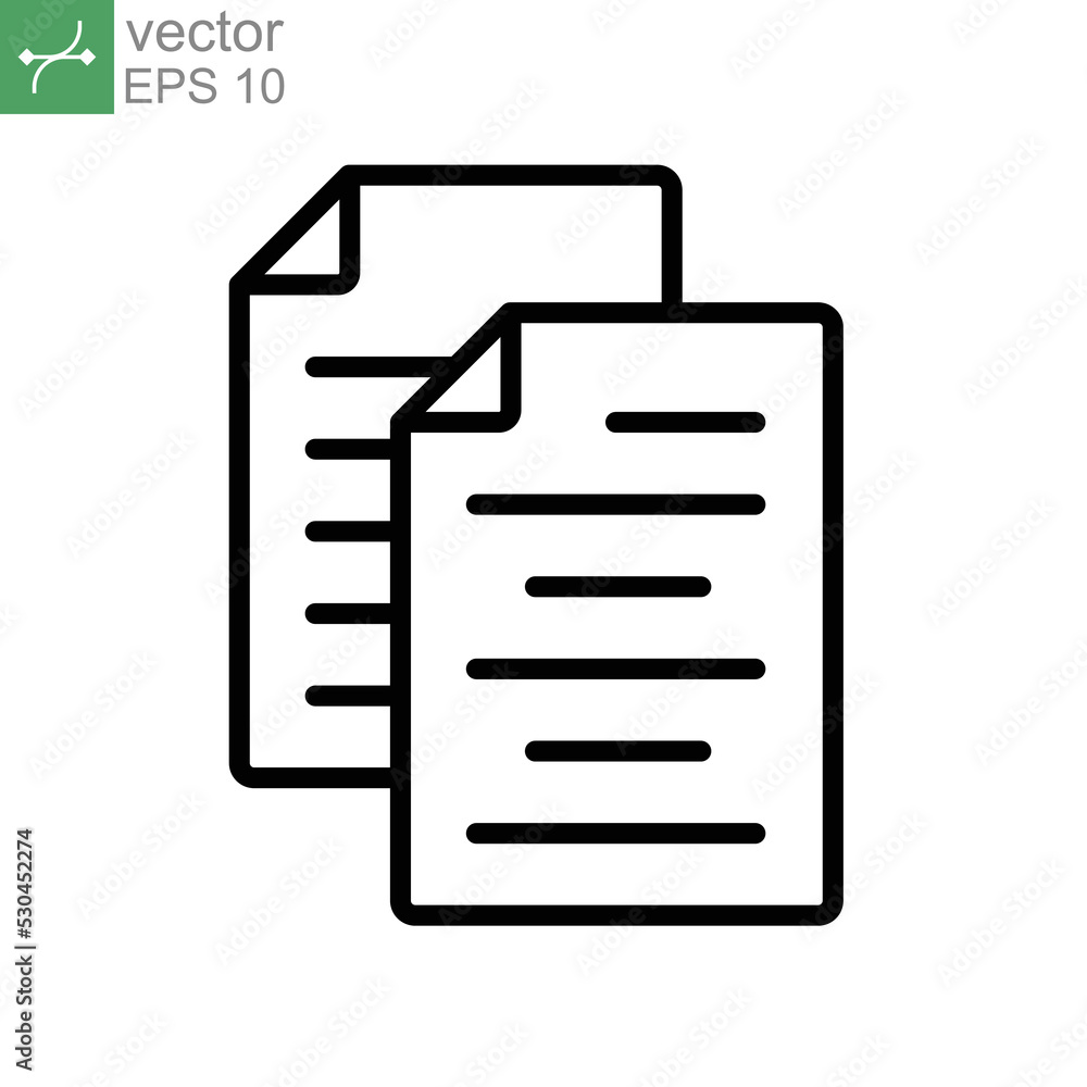 Poster contract records icon line style. copy paste document symbol. paper sheet folder, resume, agreements