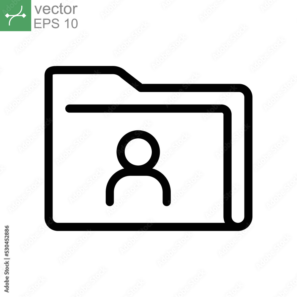 Poster documents profile or user private folder icon. folder with person sign line symbol. privacy confiden