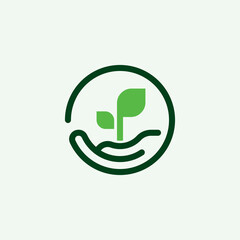 Hand and leaf logo design inspiration vector template