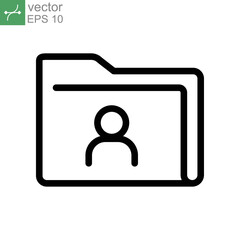 Documents Profile or User private folder icon. folder with person sign line symbol. Privacy confidential document, Protection personal directory. Vector illustration Design on white background EPS 10