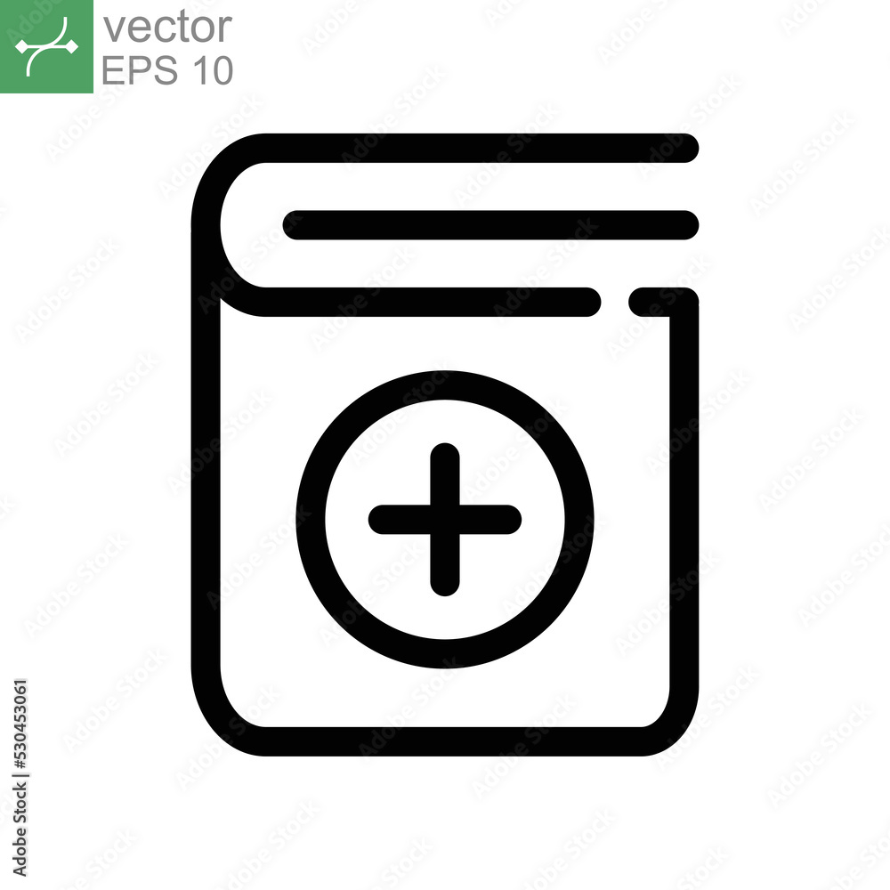 Aufkleber add book icon. creating new folder. cover dictionary with plus symbol for add literature data file. 