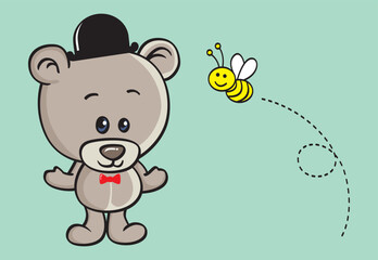 Cute bear for T-shirt and apparels graphic vector Print