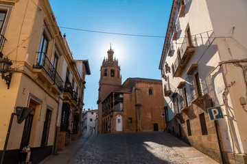 Foto auf Acrylglas Ronda Puente Nuevo Church of Santa Maria la Mayor in the historic center of Ronda, Malaga, Andalusia. Spain