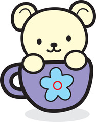 Cute bear for T-shirt and apparels graphic vector Print