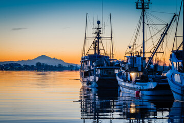 Beautiful fishing boats in British Columbia - some sunsets