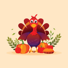 happy thanks giving card with turkey