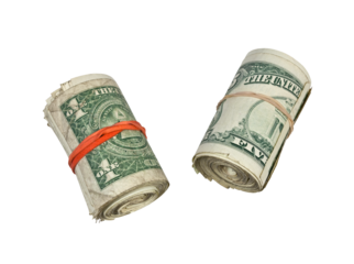 Rolls of dirty money isolated.  