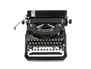Vintage black typewriter isolated.