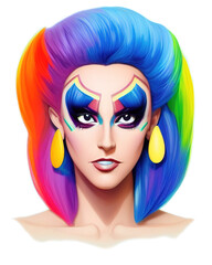 Beautiful colorful illustration of a drag queen
