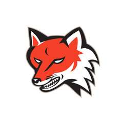 Red Fox Angry Head Retro
