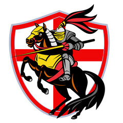 English Knight Lance England Flag Shield Retro