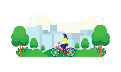 Naklejka premium bike ride vector flat illustration 