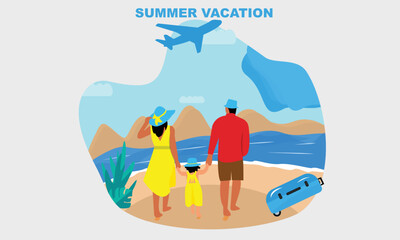 Summer holiday illustration with beach 