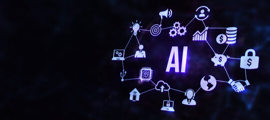 Internet, business, Technology and network concept. AI Learning and Artificial Intelligence Concept. 3d illustration.