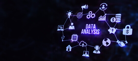 Internet, business, Technology and network concept. Data Analysis for Business and Finance Concept. Information report for digital business strategy. 3d illustration.