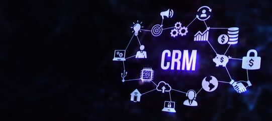 Internet, business, Technology and network concept.CRM Customer Relationship Management. 3d illustration.