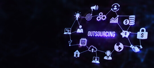 Internet, business, Technology and network concept. Outsourcing Human Resources. 3d illustration.