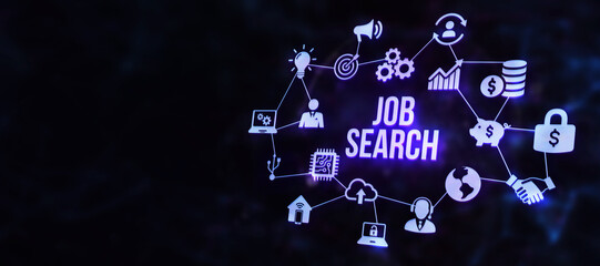 Internet, business, Technology and network concept.Job Search human resources recruitment career. 3d illustration.
