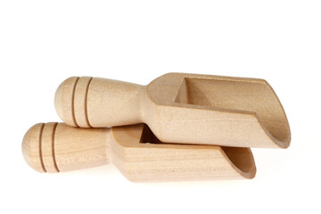 Wooden shovel on a white background