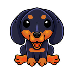 Cute dashund dog cartoon sitting