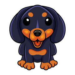 Cute dashund dog cartoon sitting