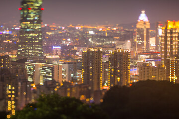 Fototapeta premium Tilt/shift view of a city skyline