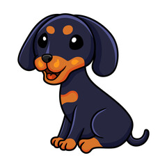 Cute dashund dog cartoon sitting