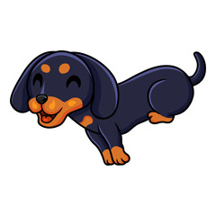 Cute dashund dog cartoon running