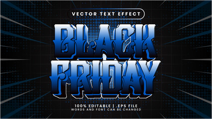 Black friday sale editable text effect with blue text style and black background
