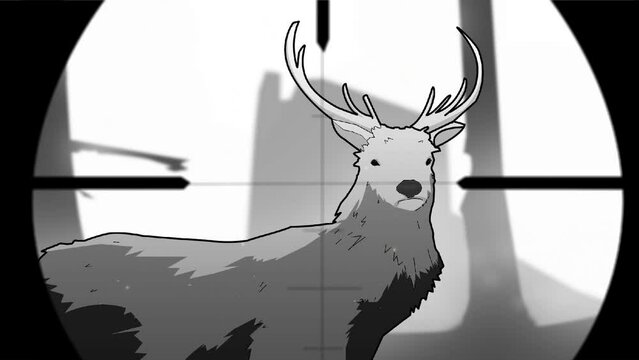 Animation of  a deer under crosshairs