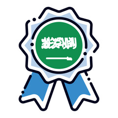 Isolated silk medal icon with the flag of Saudi Arabia Vector