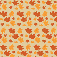 Naklejka na ściany i meble Falling autumn leaves seamless pattern. Vector illustration. Background for textile or book covers, Wallpaper, design, graphics, printing, Hobbies, invitations.