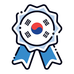 Isolated silk medal icon with the flag of South Korea Vector