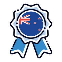 Isolated silk medal icon with the flag of New Zealand Vector