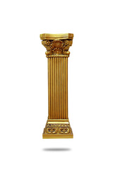Gold roman column isolated on white